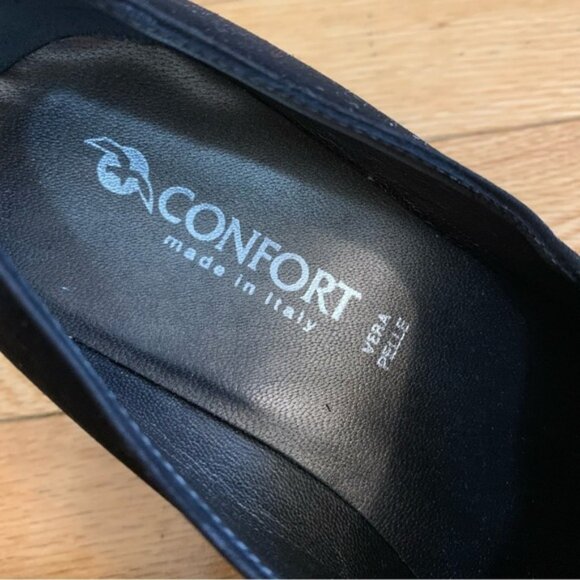 Italian Made Black and Grey Women's Wedge Comfort Shoes - Picture 3 of 4